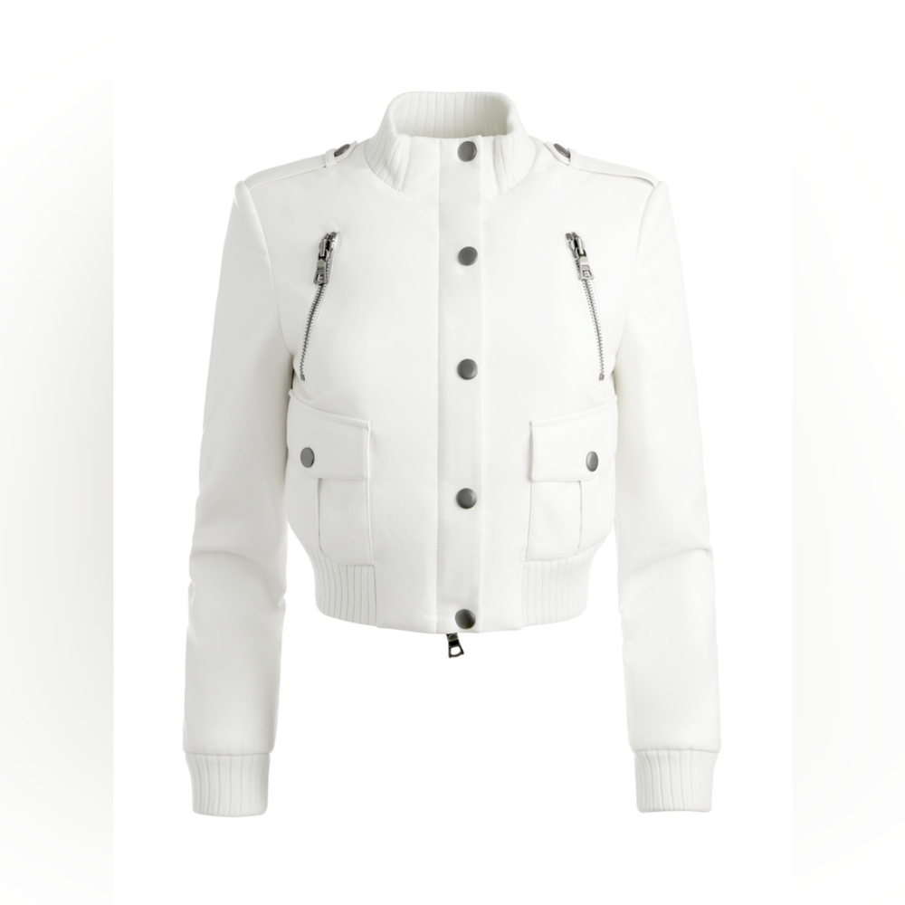 Alice + Olivia Ria Vegan Leather Moto Jacket Size S/P